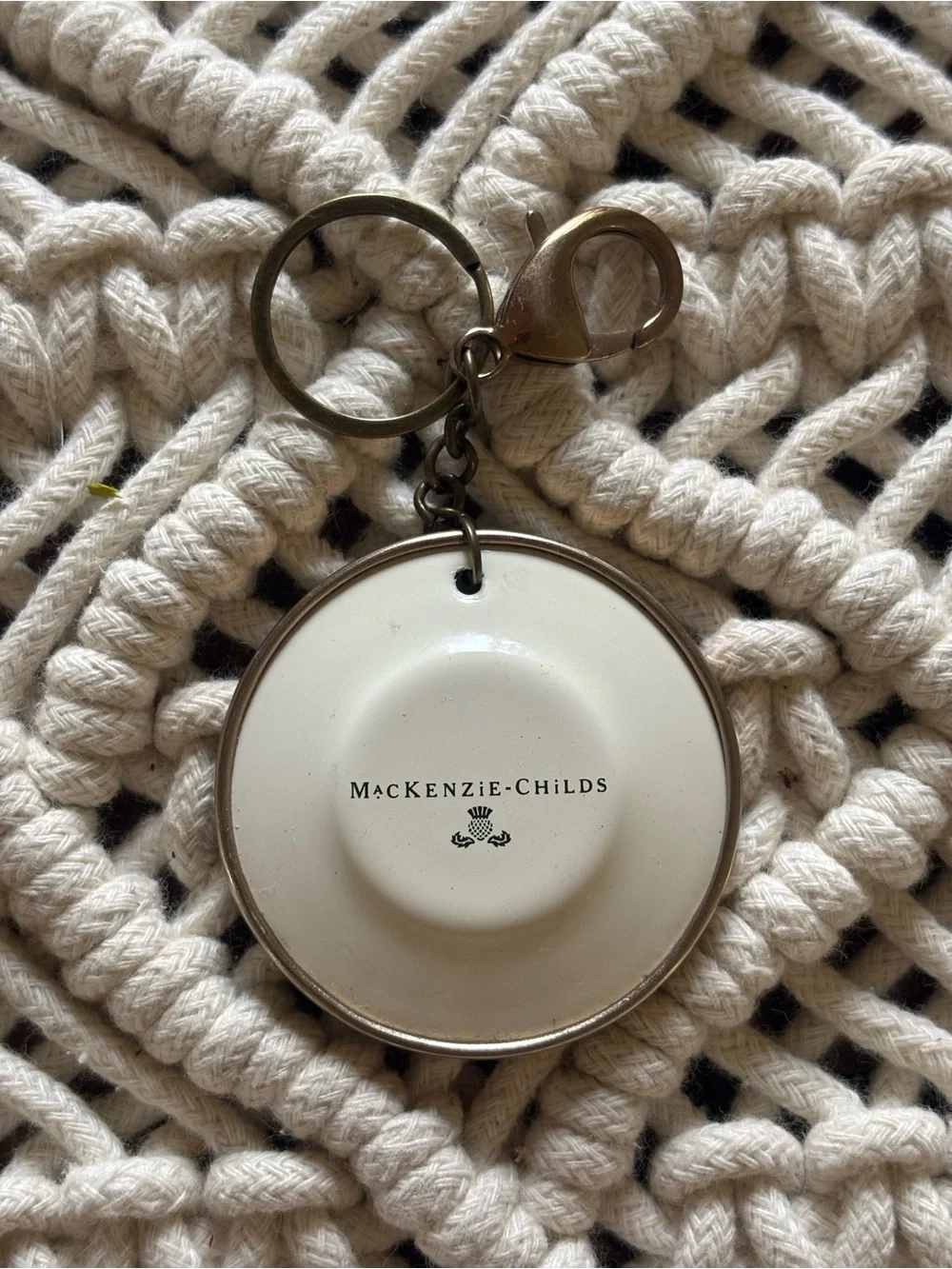 New MacKenzie-Childs Courtly Check Enamel Mini Plate Key Ring